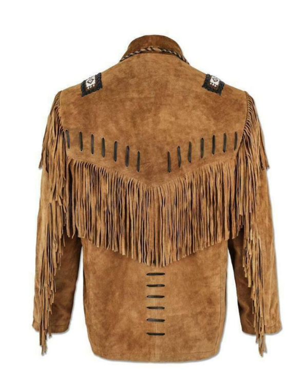 100% Real Suede Western Style Leather Jacket Native American Coat ...