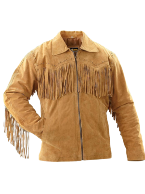 Men's Fringes Western Suede Leather Jacket Fashion Leather Jacket Slimfit Biker Jacket